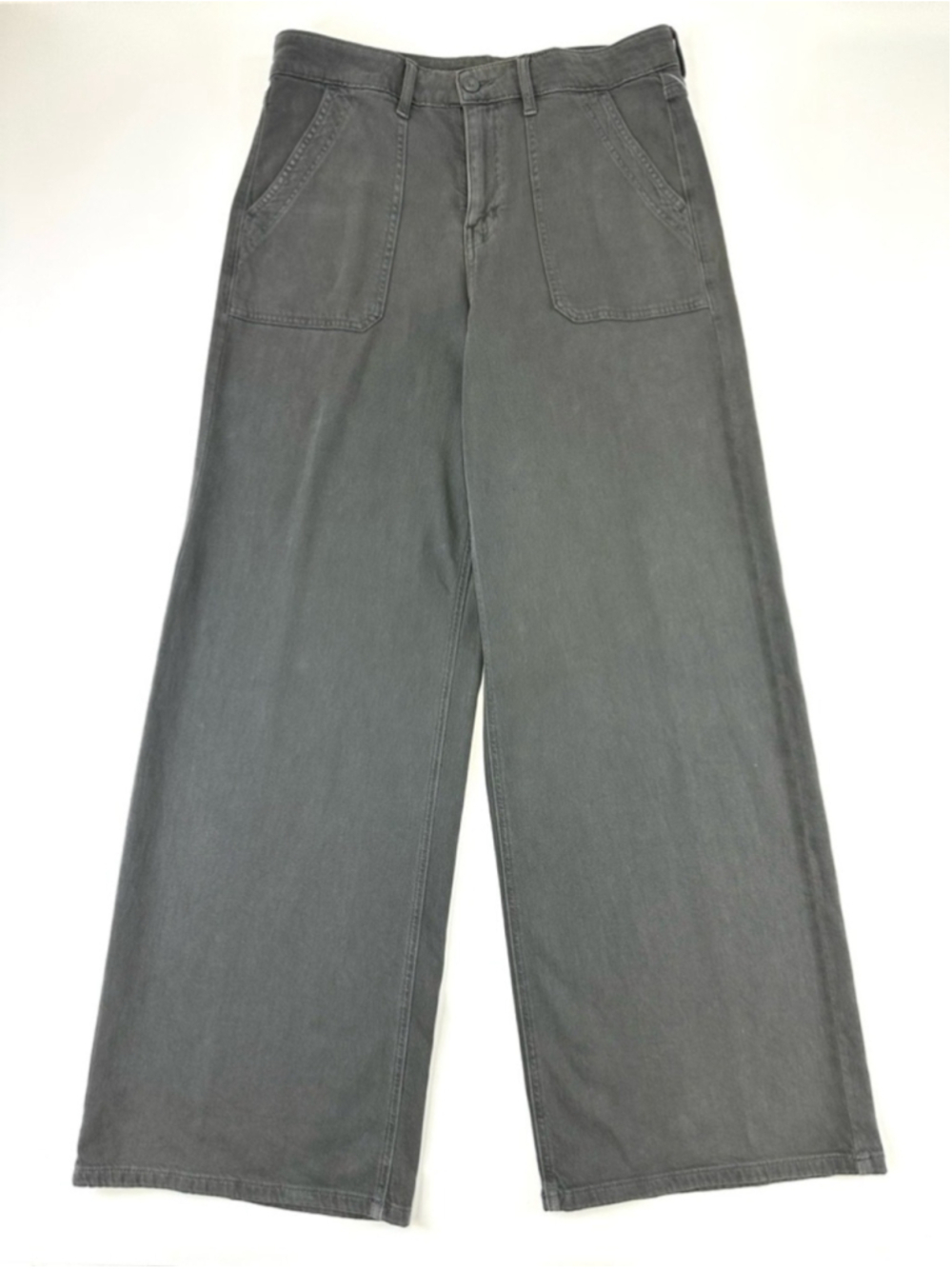 American Eagle Wide Leg Pants Gray Stretch Hi Rise Size 10 Workwear Minimalist